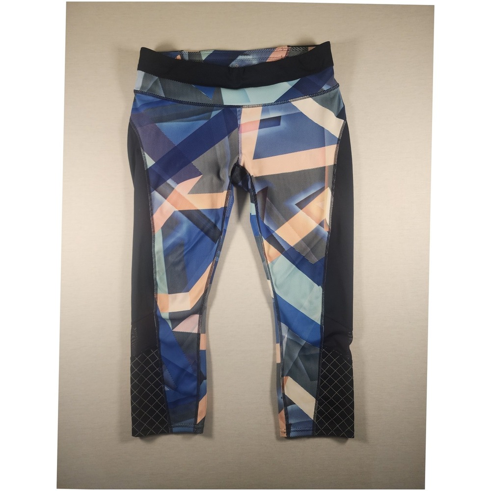 Athleta Electric Geometric Sonar Capri Knicker Leggings Womens Medium Blue Crop